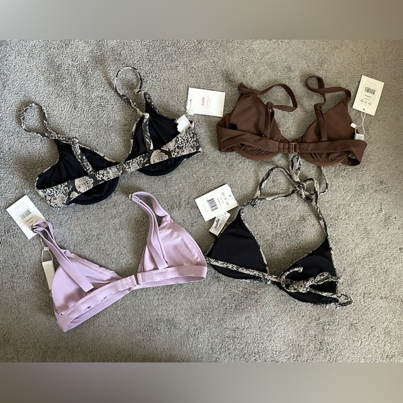 Andie Swim Bundle of 4 Bikini Tops Caicos String Sicily Lavender Snakeskin XS - Picture 6 of 6